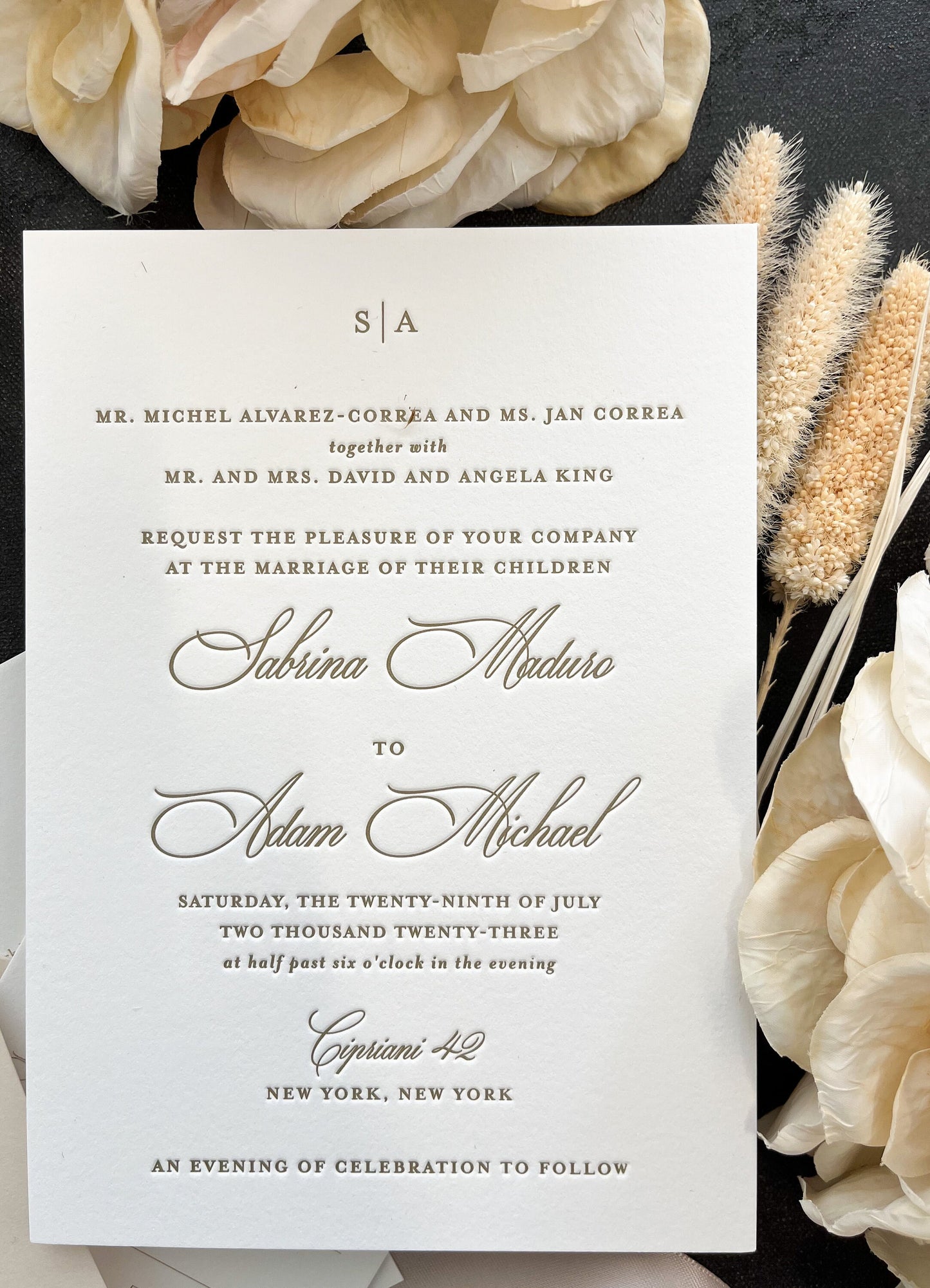 Taupe Letterpress Wedding Invites | Personalized Invites | Letterpress Invite |  Style 50