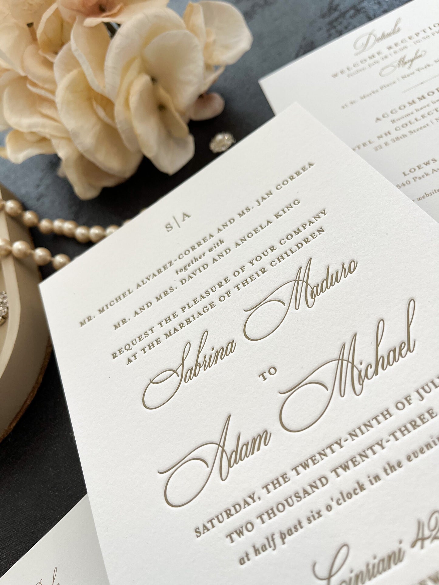 Taupe Letterpress Wedding Invites | Personalized Invites | Letterpress Invite |  Style 50