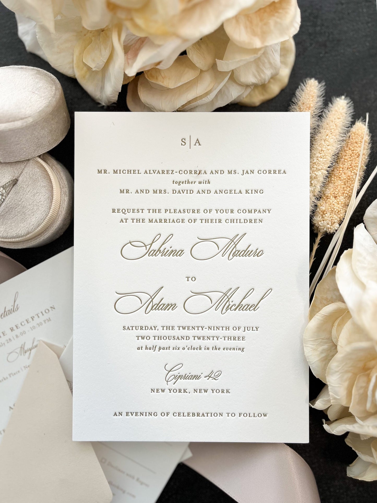 Taupe Letterpress Wedding Invites | Personalized Invites | Letterpress Invite |  Style 50