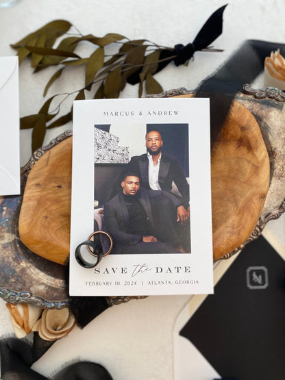 Save the Date Cards | Double Sided Wedding | Envelopes + Liner - Custom guest addressing Style 258