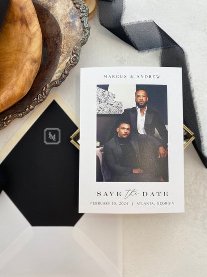 Save the Date Cards | Double Sided Wedding | Envelopes + Liner - Custom guest addressing Style 258