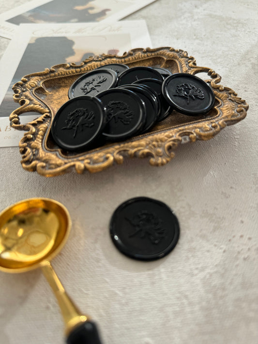 Black Adhesive Wax Seals  |  Wax Seals Stickers  - Wax Seals for Envelopes or Wedding Invitations