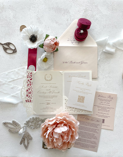 Lasercut Wedding Invitation | Invites  | Custom Invitations | Invitation Card | Elegant Invitations - Style 124 - Option 10