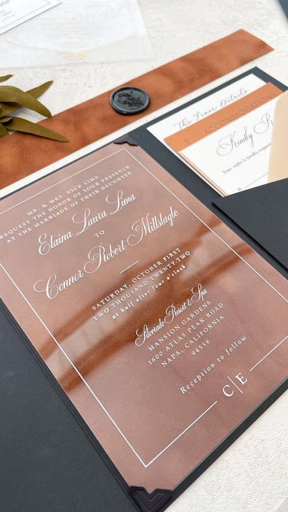 Acrylic Wedding Invitation | Invites  | Custom Invitations | Invitation Card | Elegant Invitations Style 261 - Option 3a