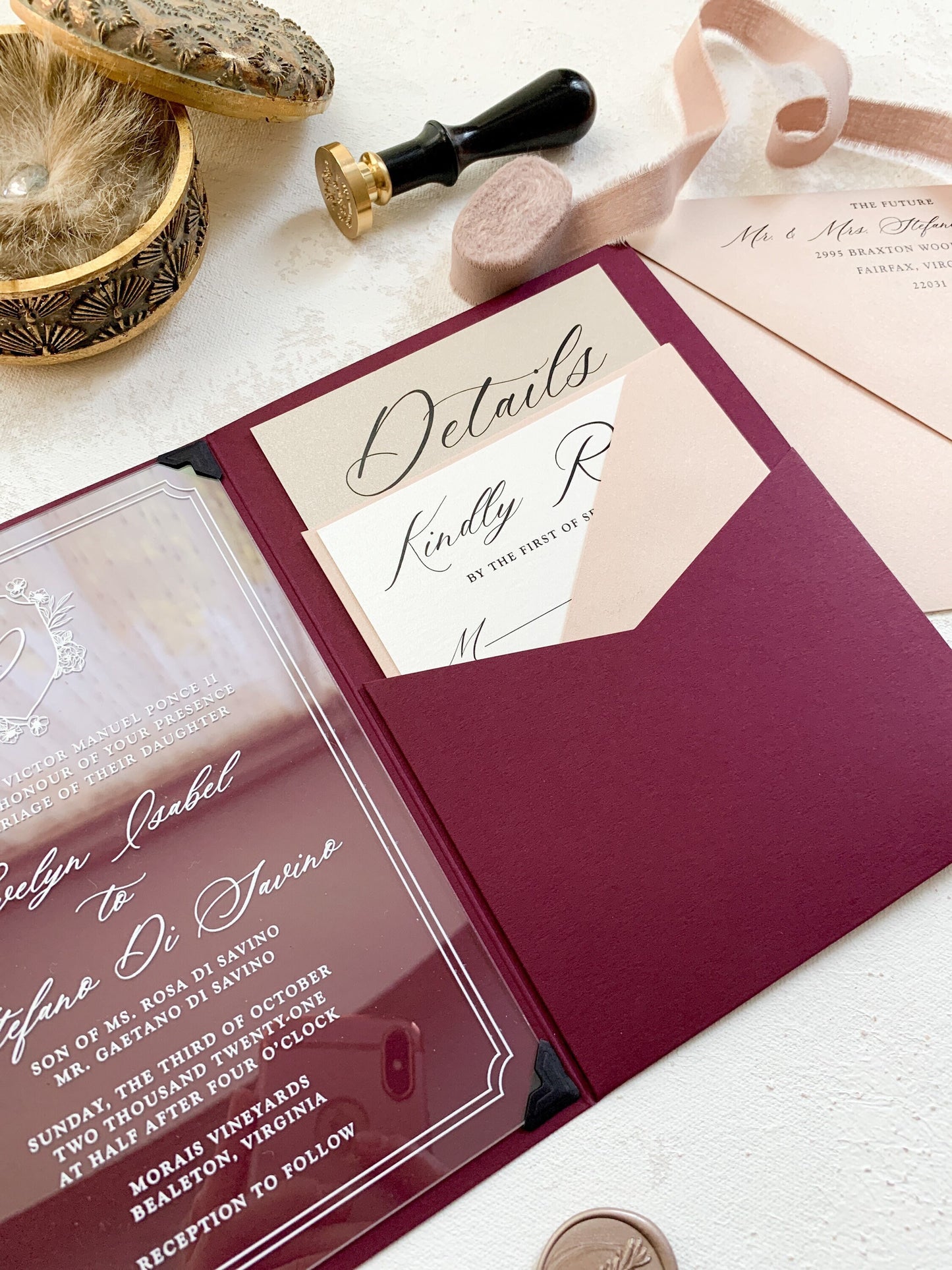 Acrylic Wedding Invitation | Acrylic Card |  Clear Invitations  | Custom Invitations | Invitation Card |  Style 157 - Option 3a