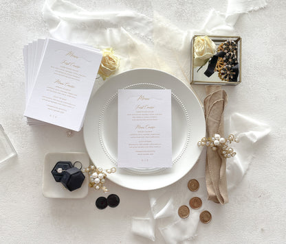 White and Gold Wedding Menu with Foil | Any color Style 45