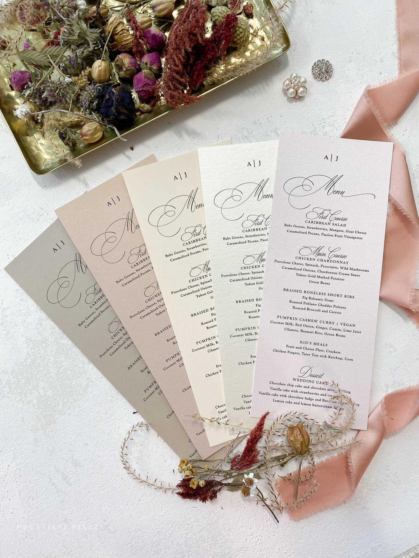 Elegant Wedding Menu | Digital Printing | Rush orders accepted | Any color font Style 312