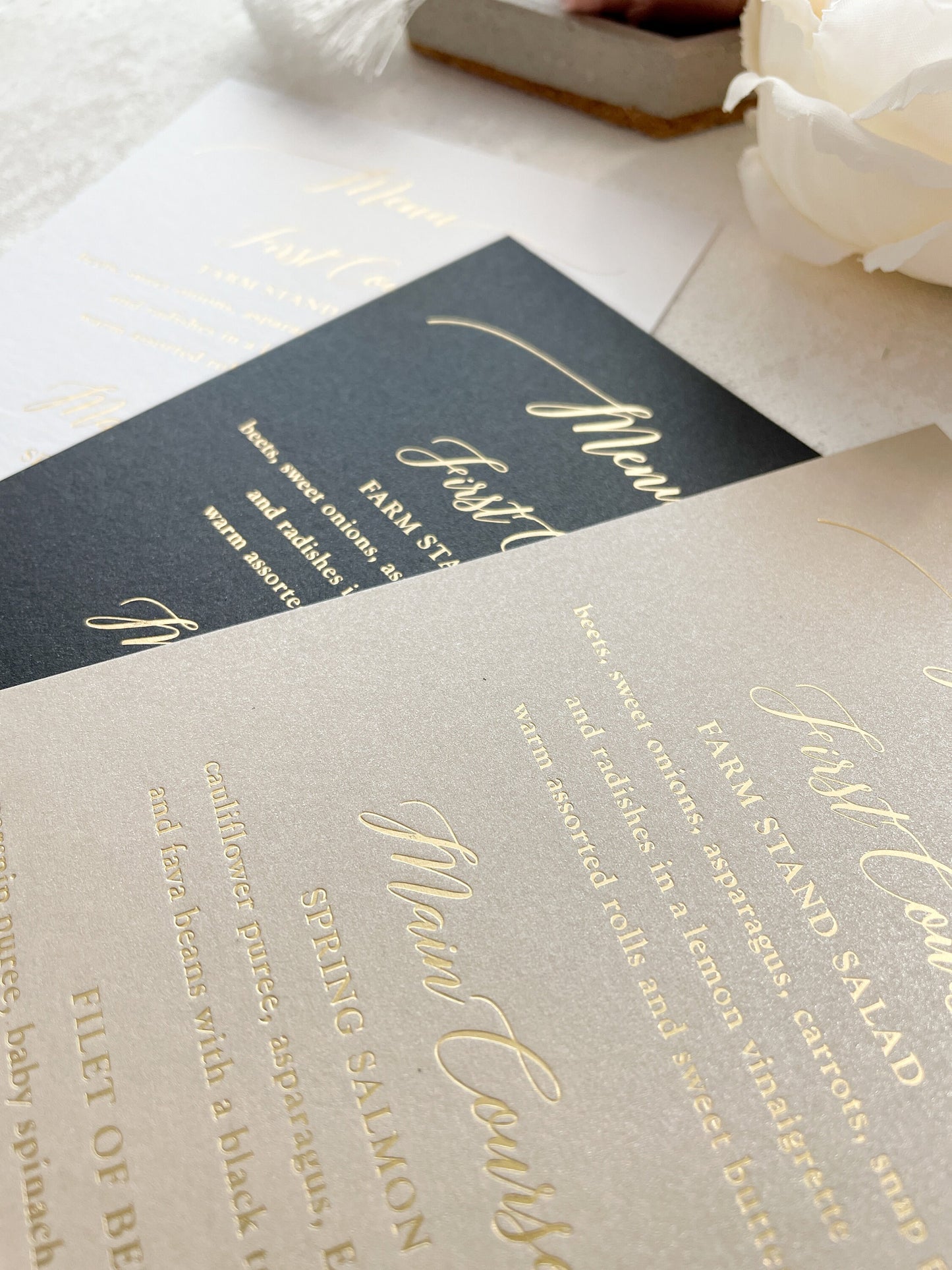 Gold Foil Wedding Menu  | Any color Style 45