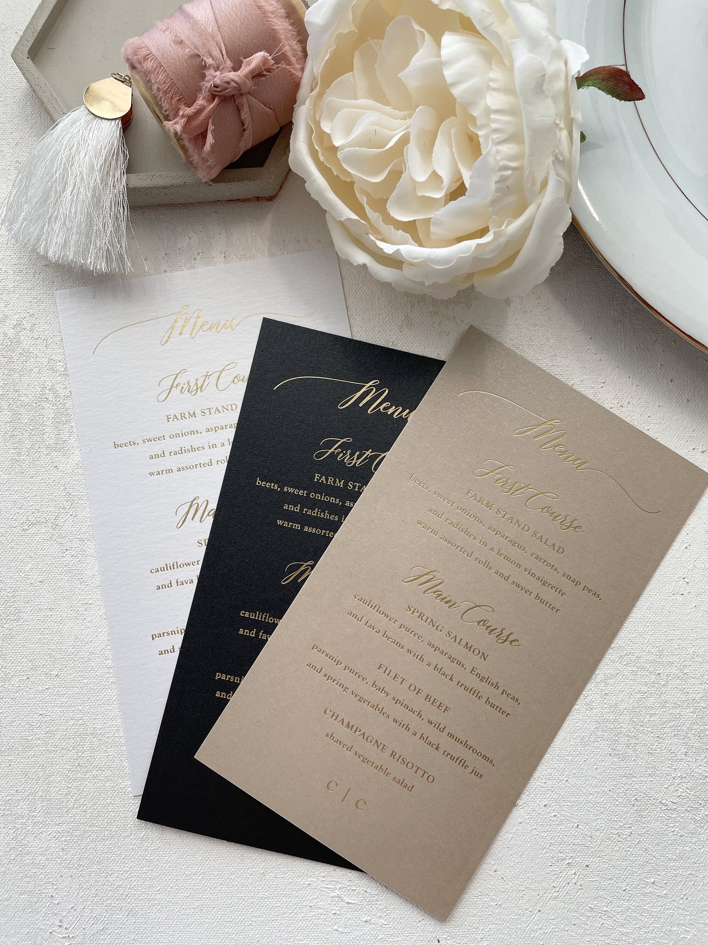 Gold Foil Wedding Menu  | Any color Style 45