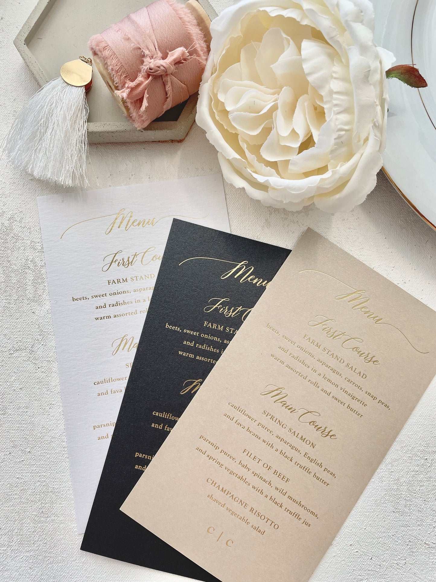 Gold Foil Wedding Menu  | Any color Style 45