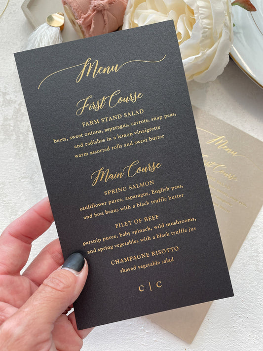 Gold Foil Wedding Menu  | Any color Style 45