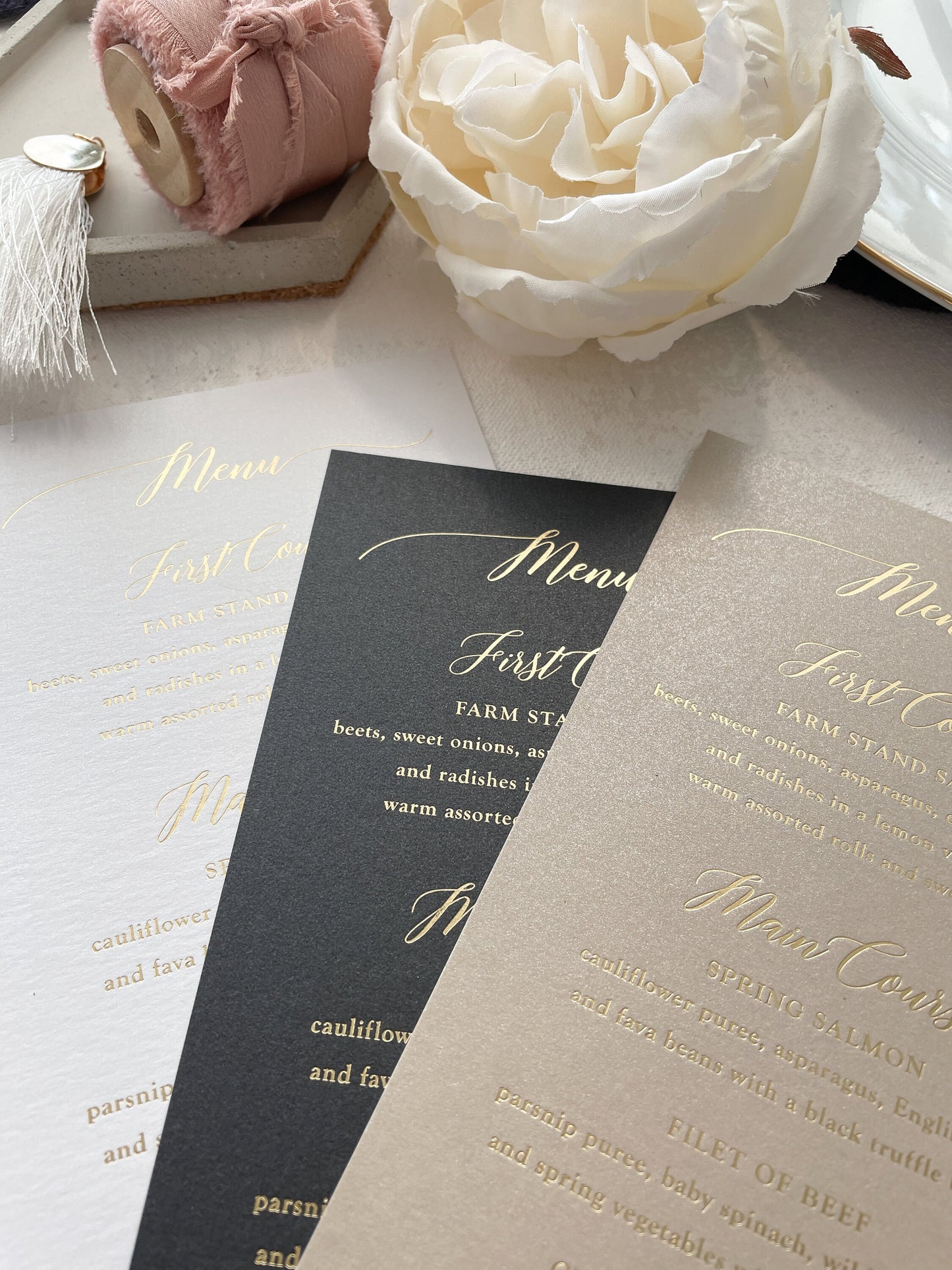 Foil Wedding Menus  | Any color Style 45