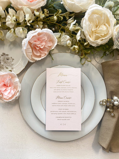 Pink Wedding Menus with foil  | Any color Style 45