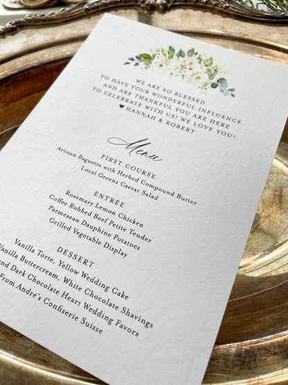 Greenery Wedding Menu | reception menu | dinner menu | table menu |  Style 888  |  SET OF 10