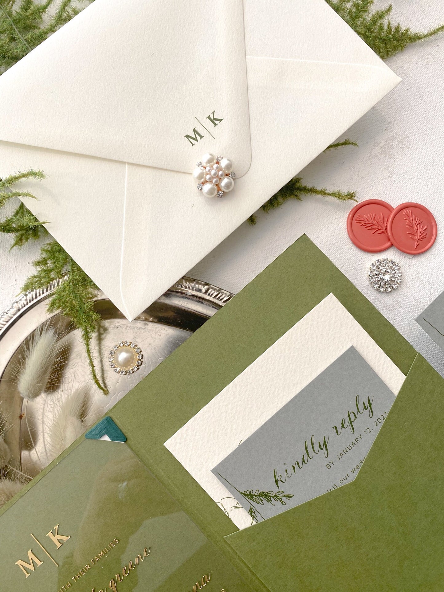 Acrylic Wedding Invitation | Acrylic Card |  Clear Invitations  | Olive Invitations | Invitation Card |  Option 3 Style 08