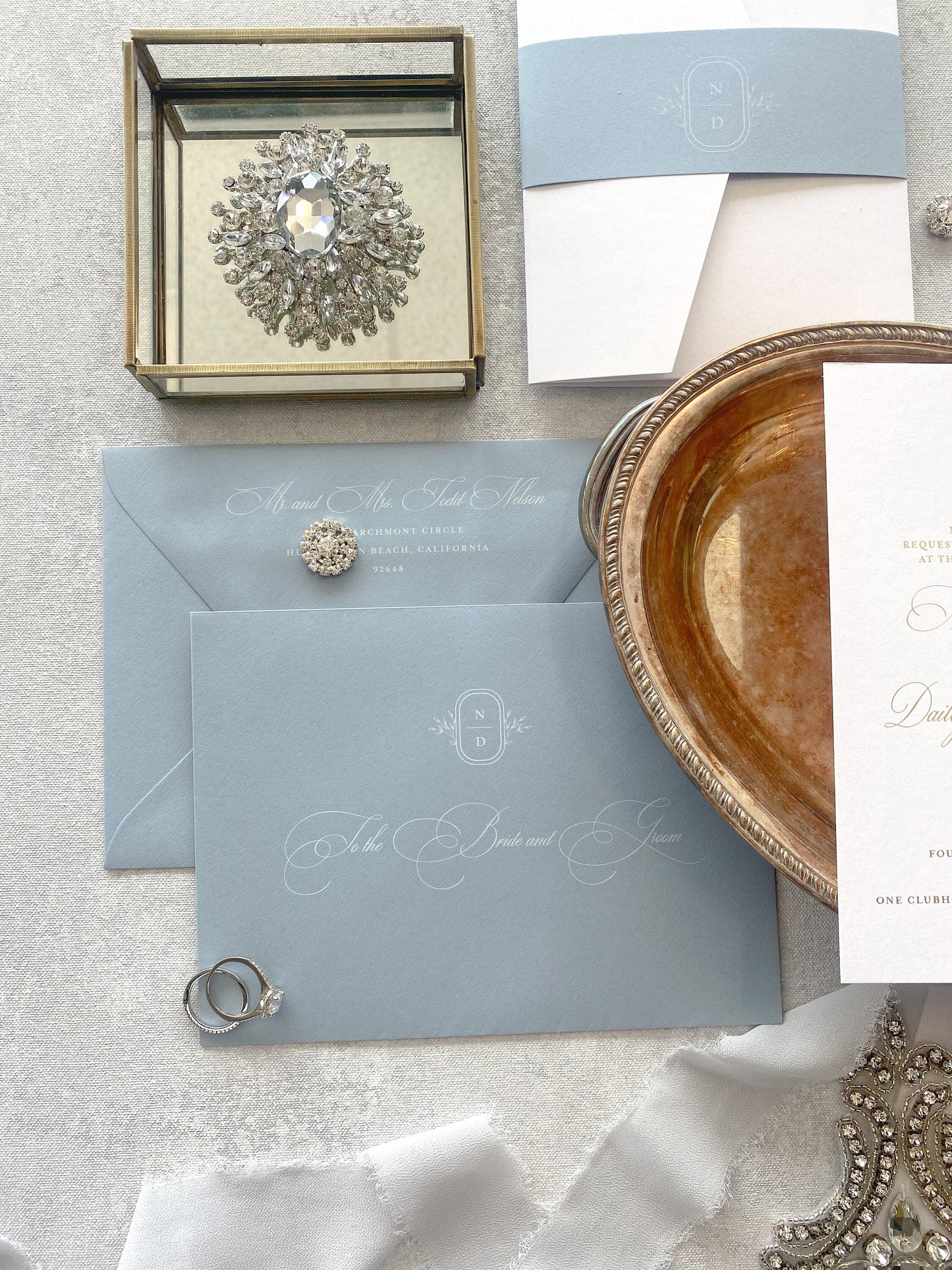 Dusty Blue and White Wedding Invitations - Style 04