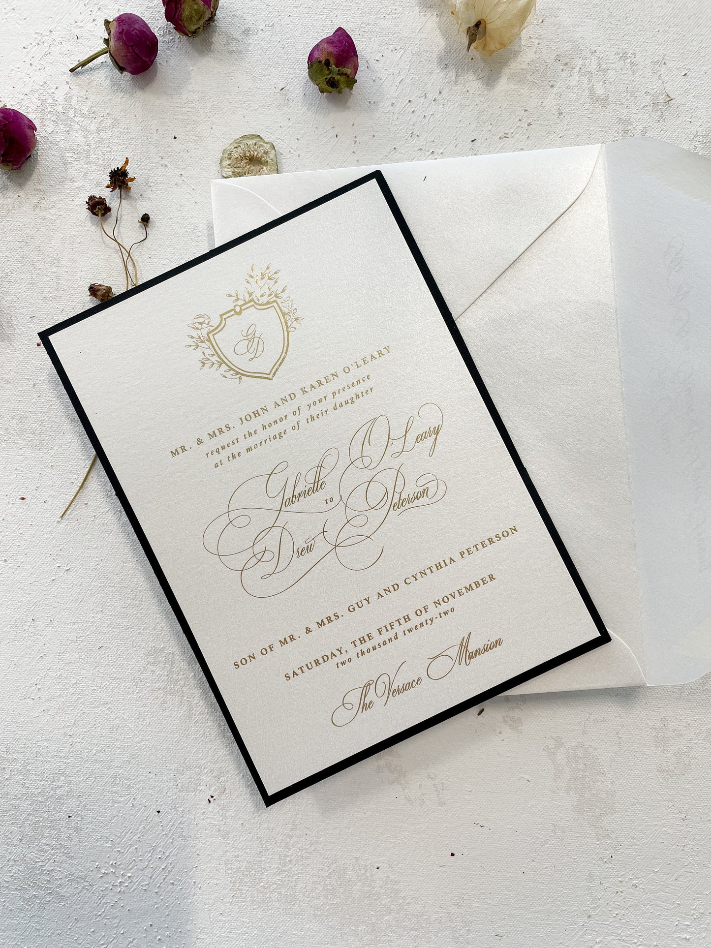 Pocket Wedding Invitation | Monogram Invite | Elegant Invitations Style 134