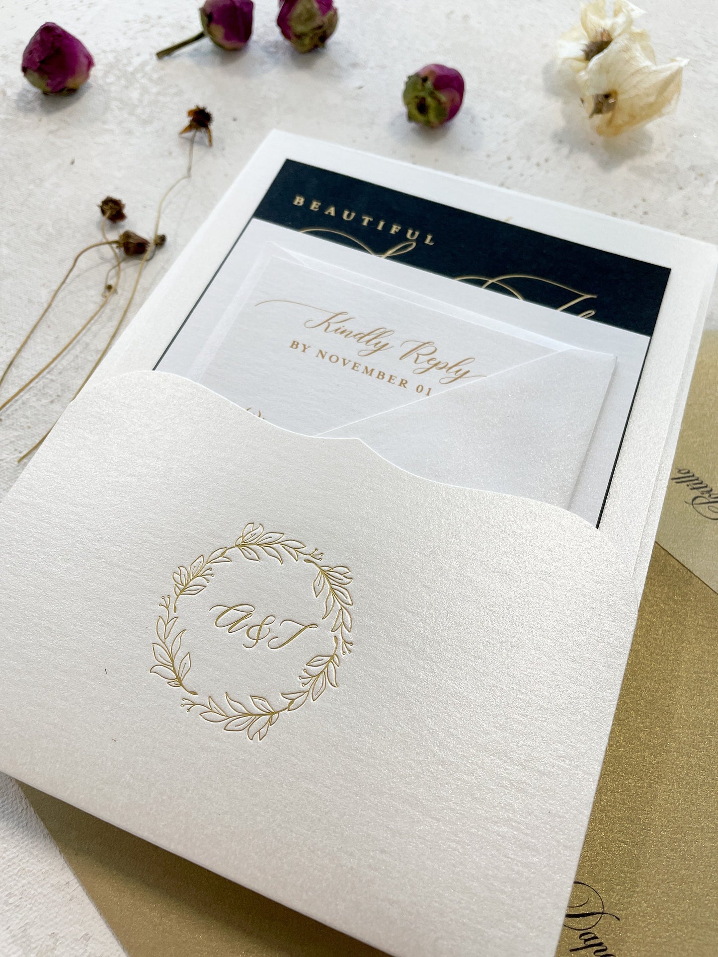 Pocket Wedding Invitations | Unique Invitations | Personalized Wedding Invites | Elegant Invitations- Style 134