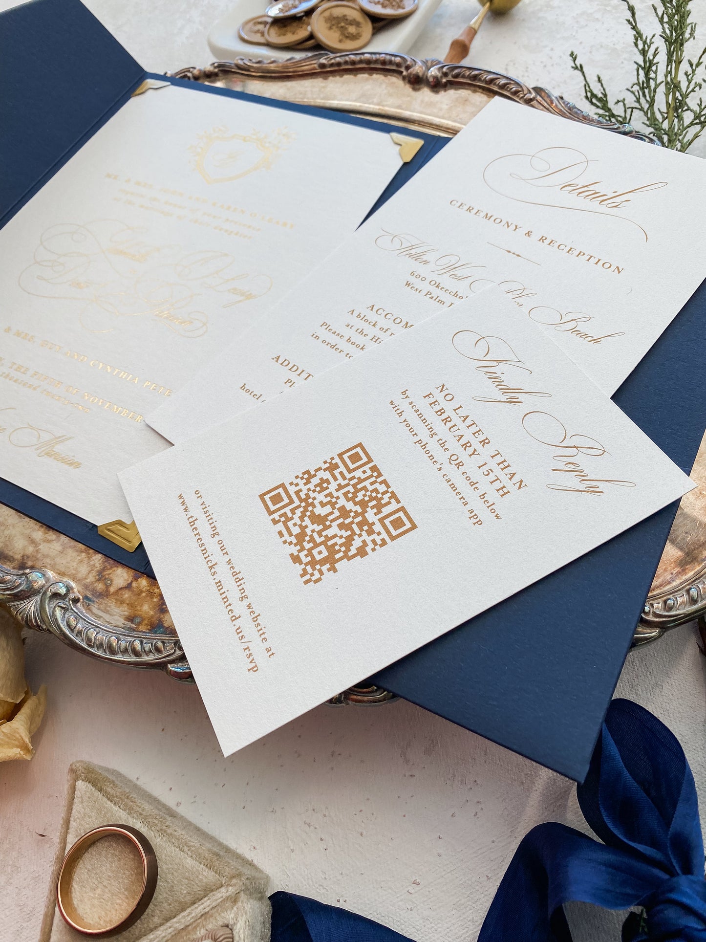 Pocket Wedding Invitation | Pocket Folder |  Custom Invitations | Invitation Card | Elegant Invitations - Style 63