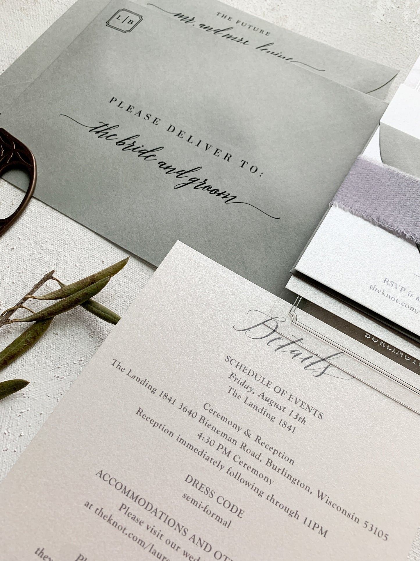 Sage Green and Lavender Wedding Invitation | Acrylic Wedding Invites - Style 82 - Option 7