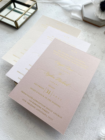 Gold Foil on Shimmer Cards Wedding Invitation 105# Cardstock - Style 45