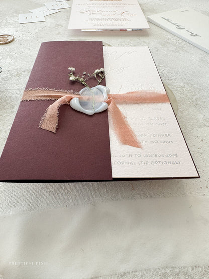 Invitation Half Jacket Folder Wedding Invitations with Wax Seal - Style 56