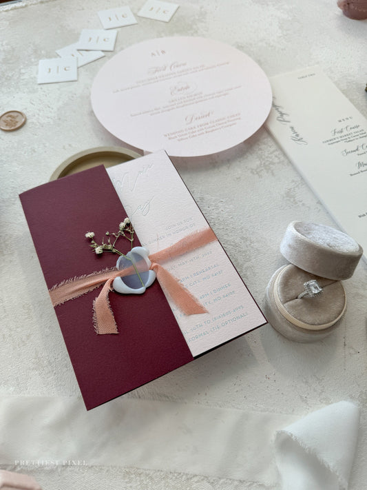 Invitation Half Jacket Folder Wedding Invitations with Wax Seal - Style 56