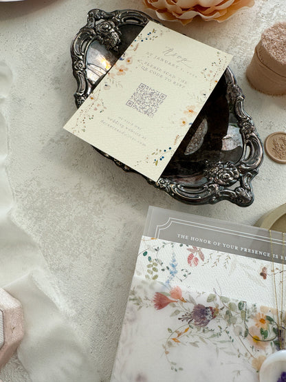 Vellum Wildflower on Frosted Acrylic Wedding Invitations | Lavender Wedding Invitation | Style 54 - Option 8b