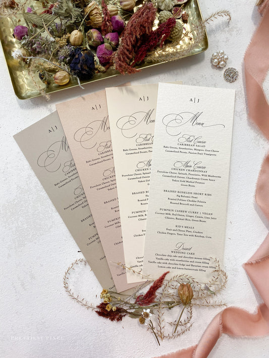 Elegant Wedding Menu | Digital Printing | Rush orders accepted | Any color font Style 312  |  SET OF 10