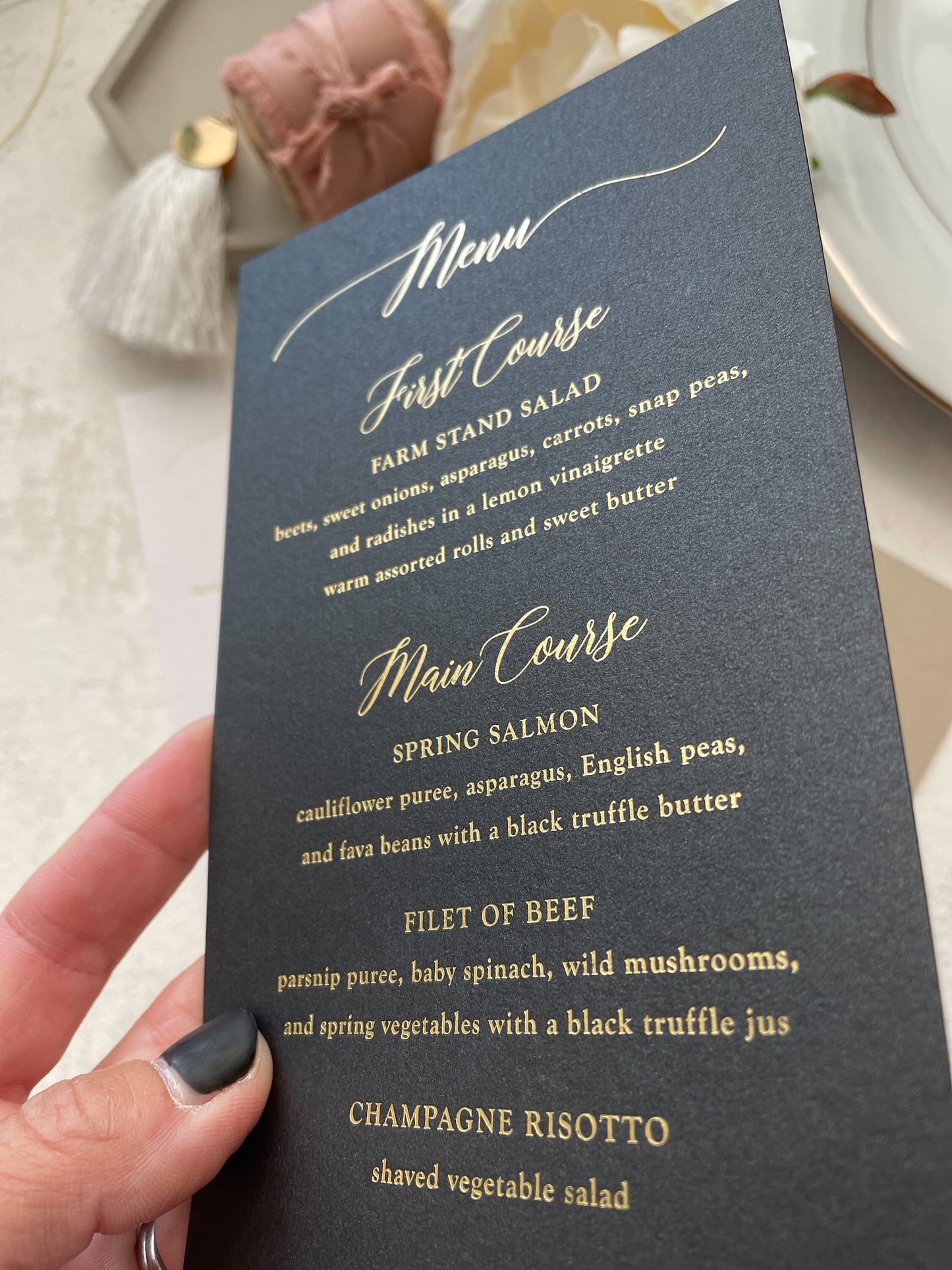 Gold Foil Wedding Menu  | Any color Style 45