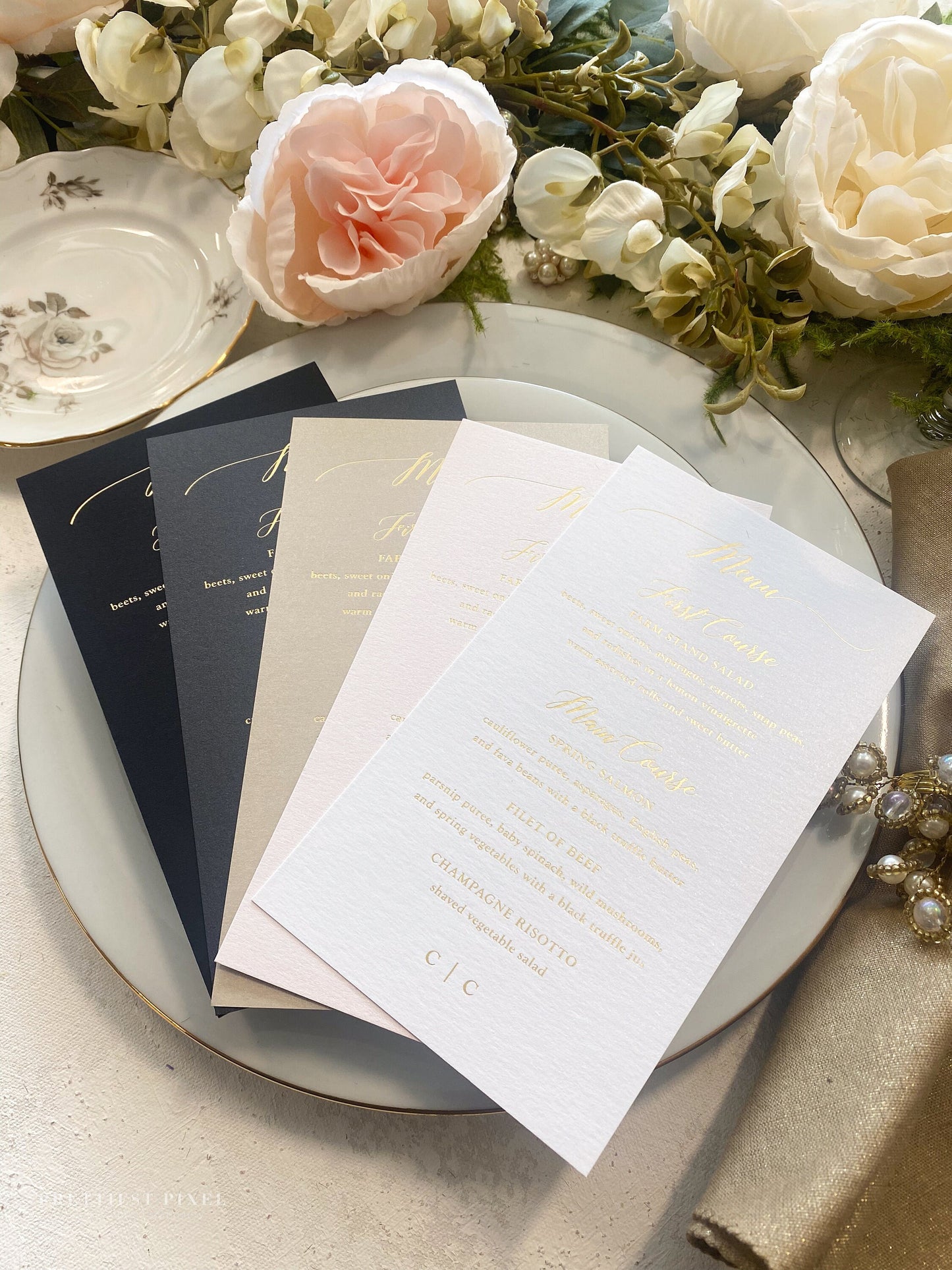 Foil Wedding Menus  | Any color Style 45