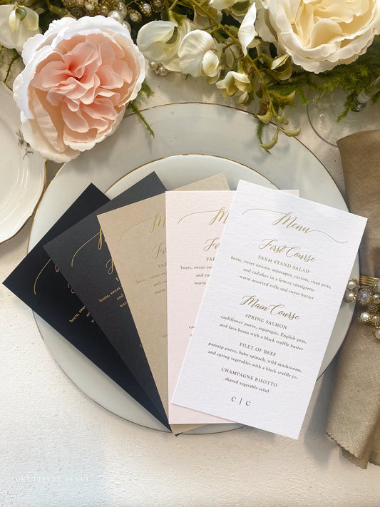 Foil Wedding Menus  | Any color Style 45