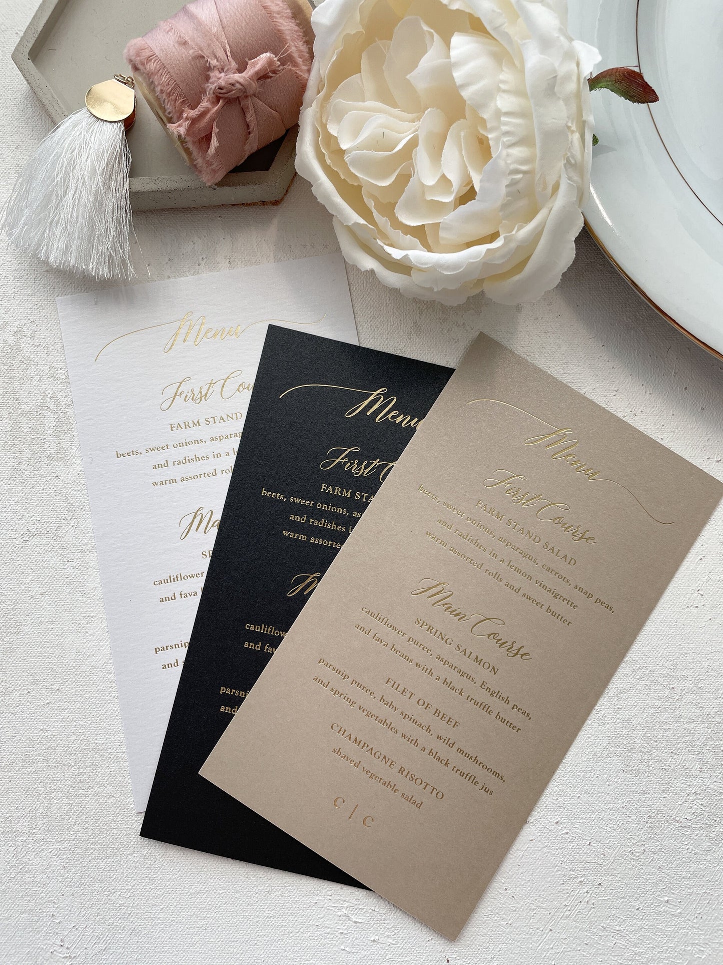 Foil Wedding Menus  | Any color Style 45