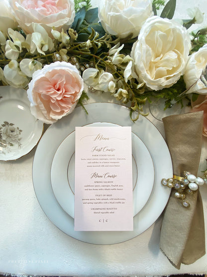 Pink Wedding Menus with foil  | Any color Style 45