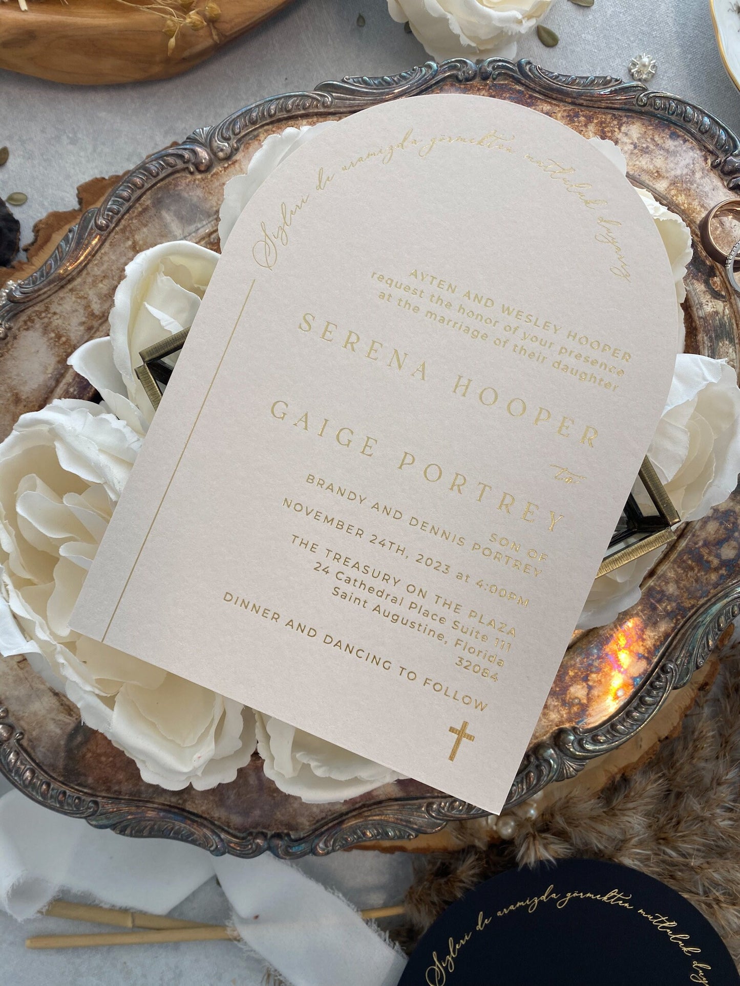 Foil Arch Unique Wedding Invitation Invites  | Any color Style 10