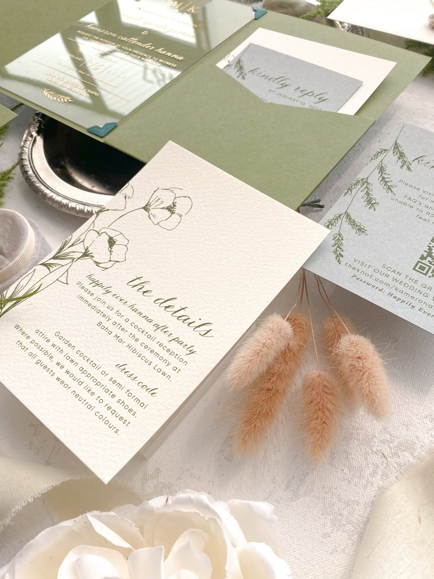 Acrylic Wedding Invitation | Acrylic Card |  Clear Invitations  | Olive Invitations | Invitation Card |  Option 3 Style 08