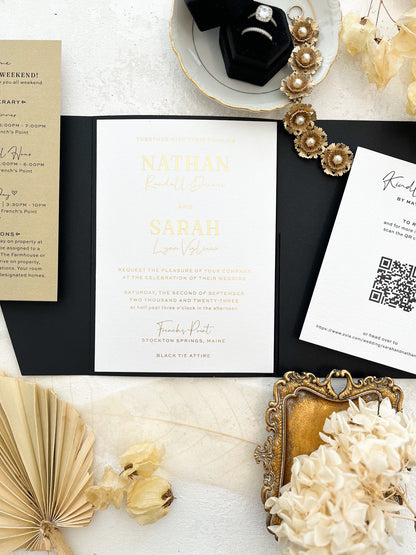 Elegant Pocket Wedding Invitation Cards - Printed Invitations | Invite Card Set Style 19