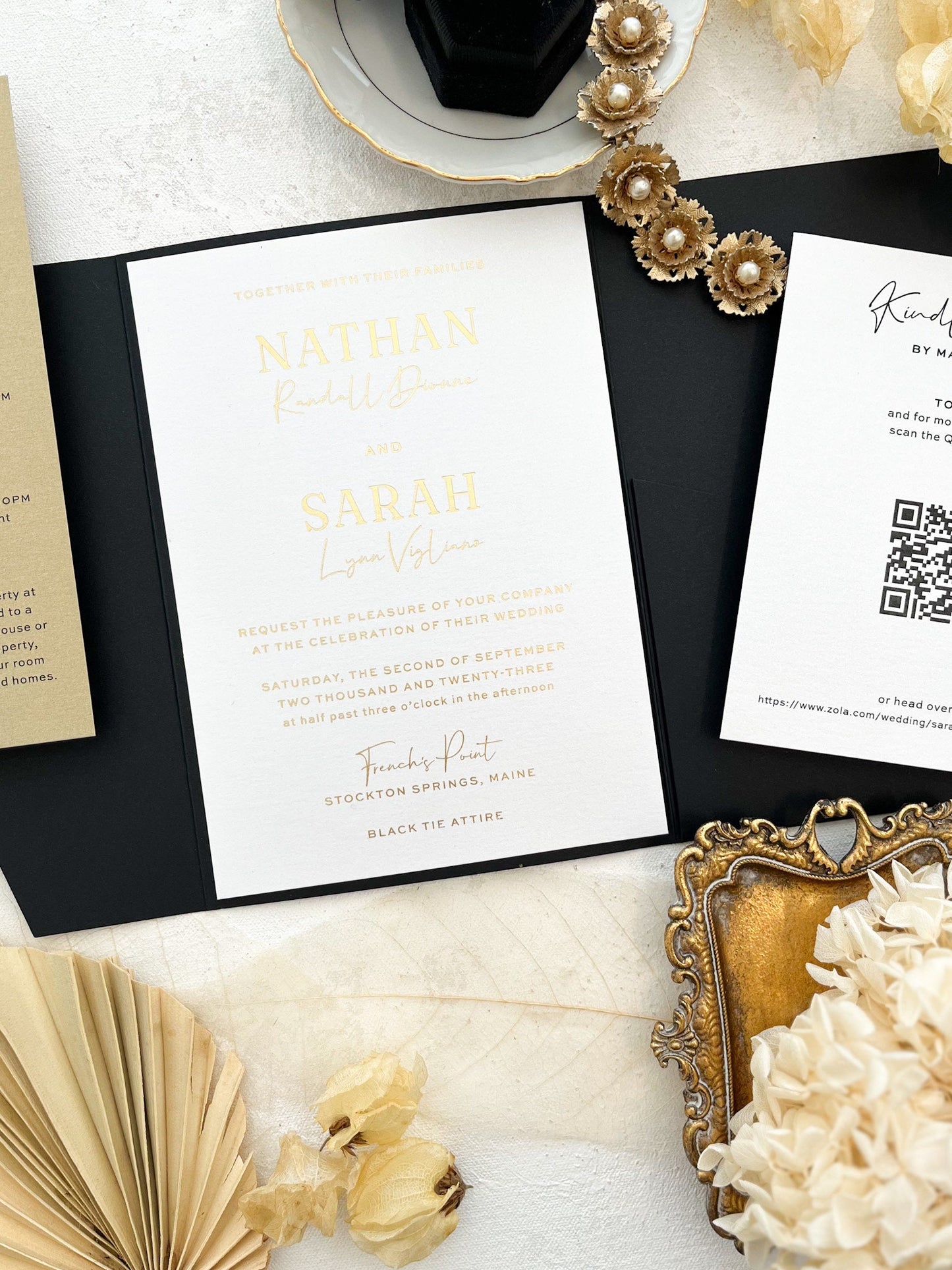 Elegant Pocket Wedding Invitation Cards - Printed Invitations | Invite Card Set Style 19