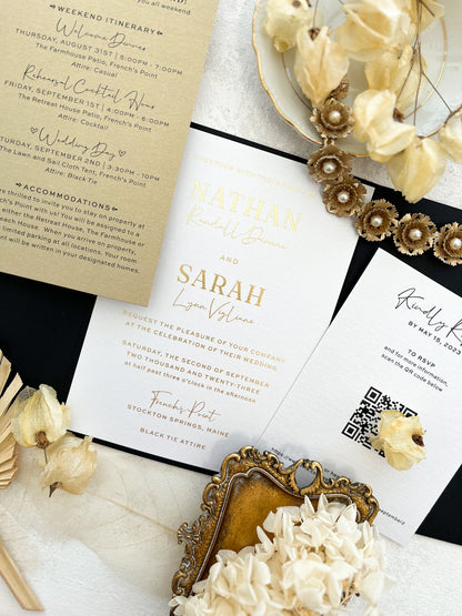 Elegant Pocket Wedding Invitation Cards - Printed Invitations | Invite Card Set Style 19