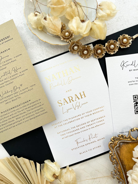 Elegant Pocket Wedding Invitation Cards - Printed Invitations | Invite Card Set Style 19
