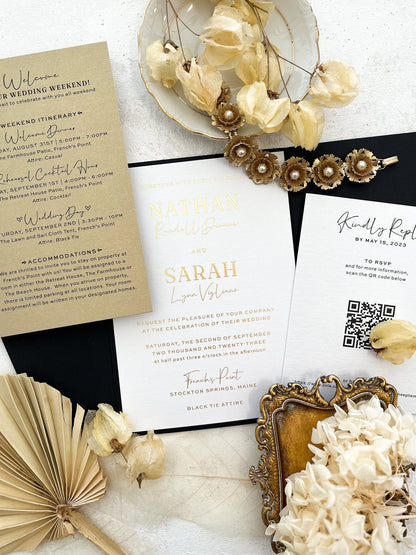 Elegant Pocket Wedding Invitation Cards - Printed Invitations | Invite Card Set Style 19