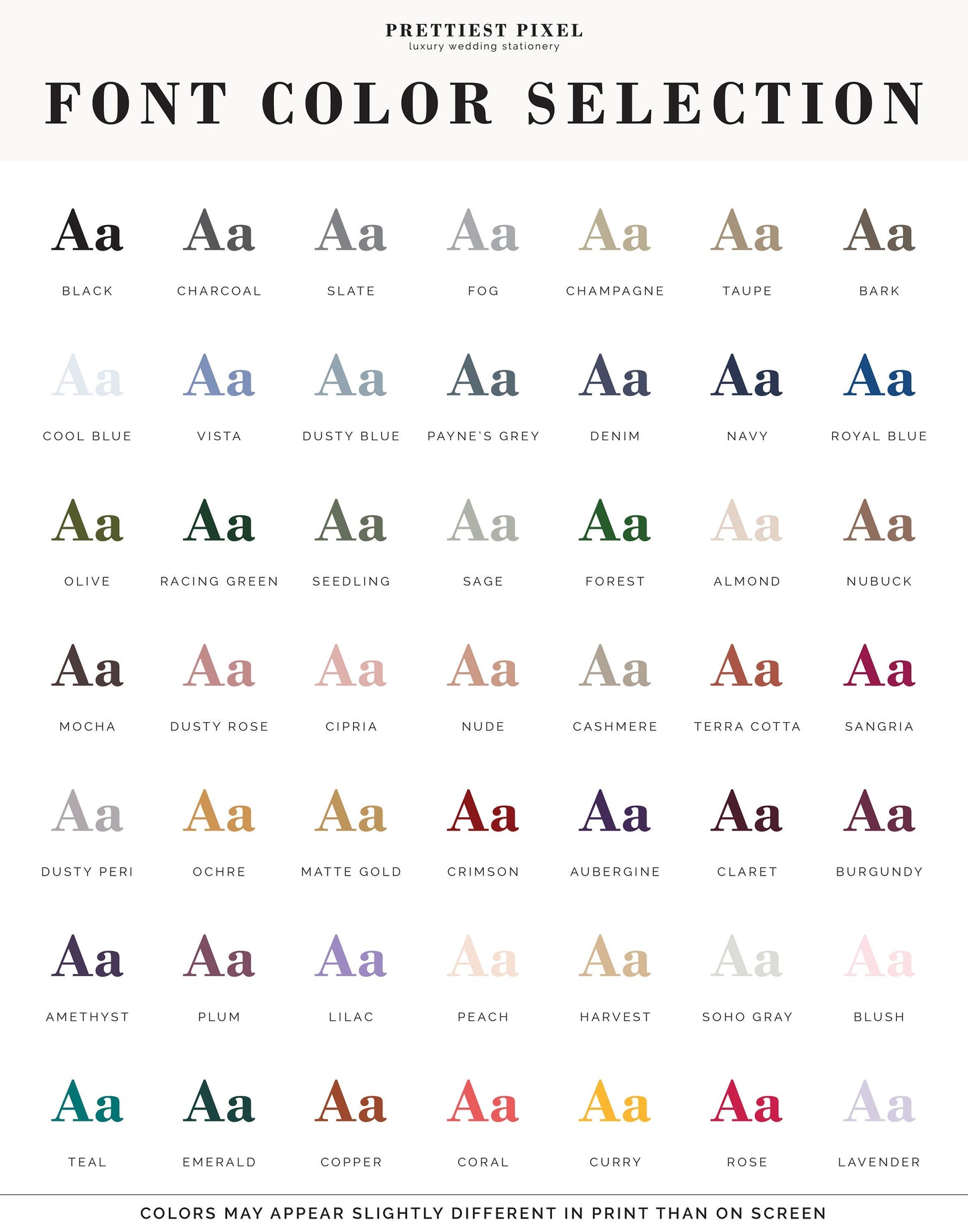 a poster with different font styles and colors