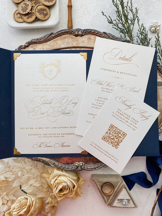 Pocket Wedding Invitation | Pocket Folder |  Custom Invitations | Invitation Card | Elegant Invitations - Style 63