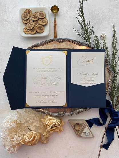 Pocket Wedding Invitation | Pocket Folder |  Custom Invitations | Invitation Card | Elegant Invitations - Style 63