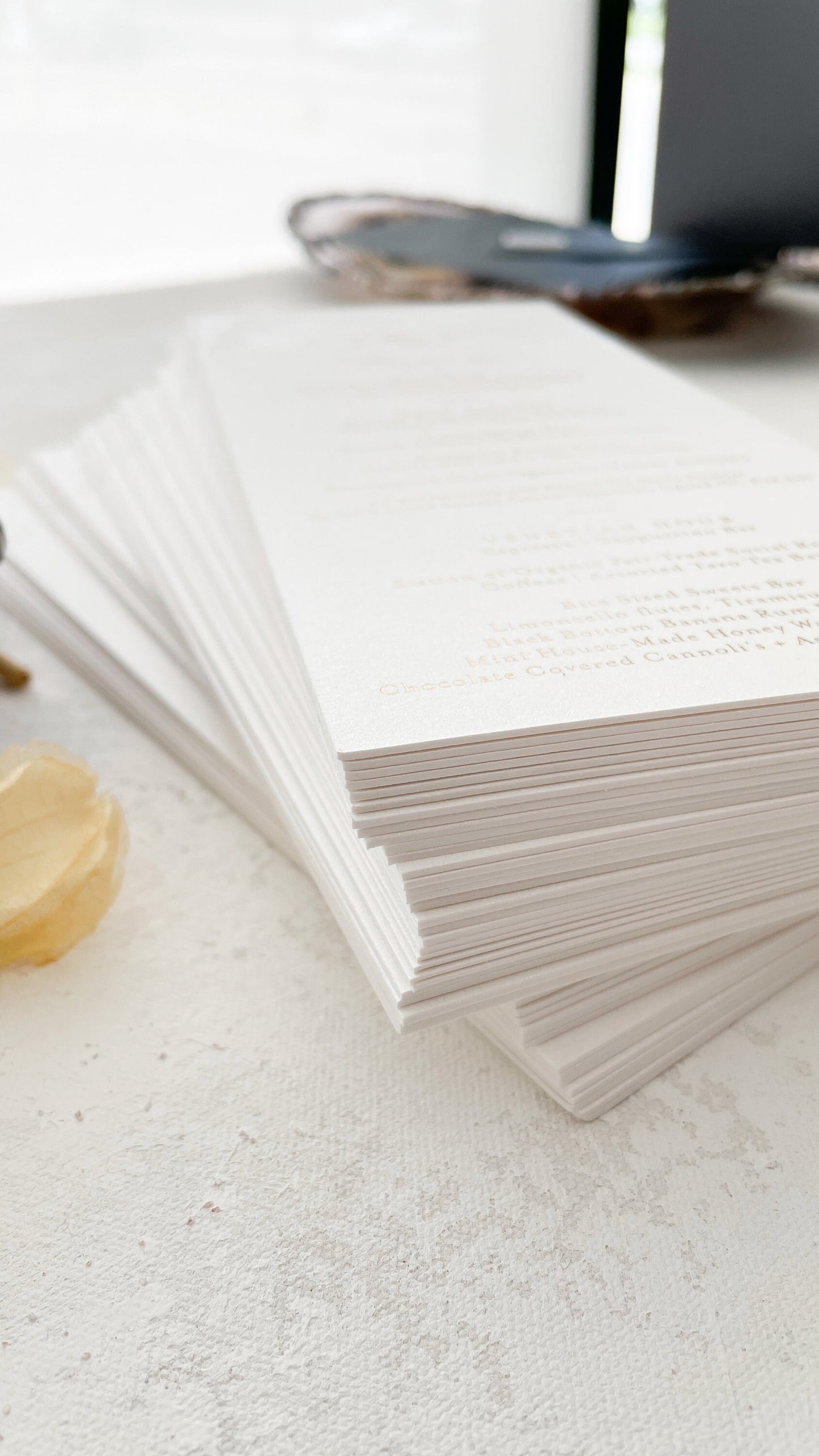 Blind Deboss Olive Wedding or Event Dinner Menus with foil  | Any color Style 88