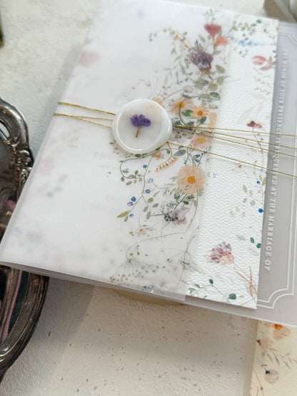 Vellum Wildflower on Frosted Acrylic Wedding Invitations | Lavender Wedding Invitation | Style 54 - Option 8b