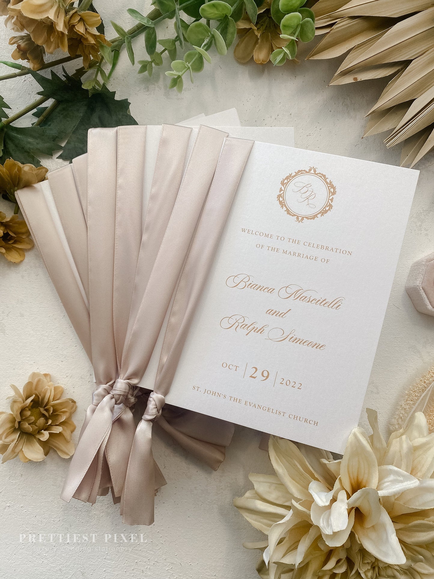 Champagne Wedding Programs  | wedding programs  |  ceremony program  |  programs -  Style 106 |  SET OF 10