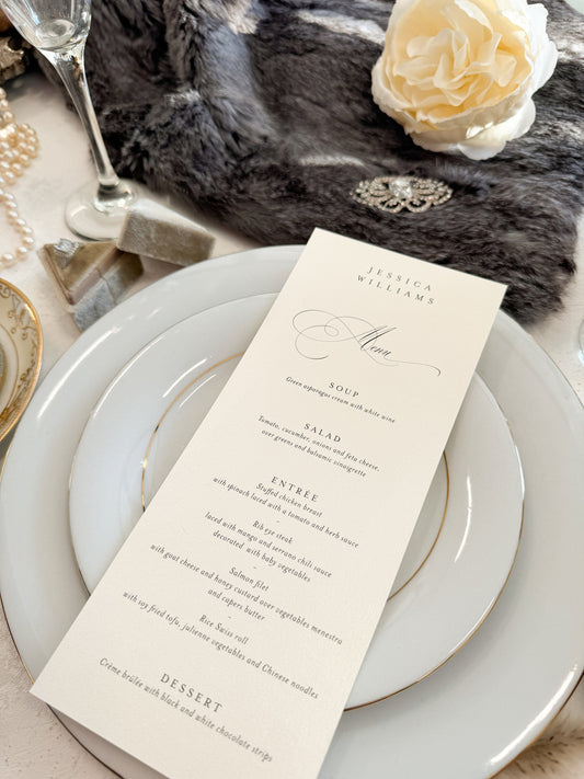Formal Ivory Wedding Menus | Style 777