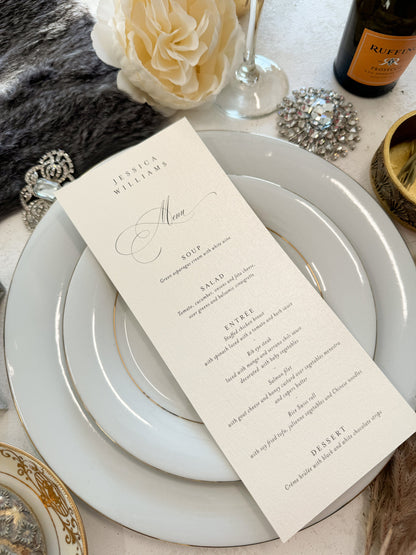 Bling and Glam Formal Wedding Menu | long menu | dinner menu | table menu |  Style 144