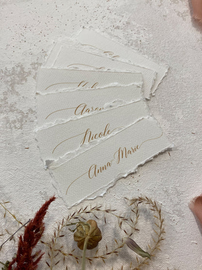 Name Tags | Printed Name Cards | Menu Name Tags | Modern Deckle Edge Place Cards | Wedding Place Cards |  Style 211